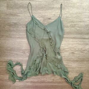 Zara semi sheer ruffle cami top